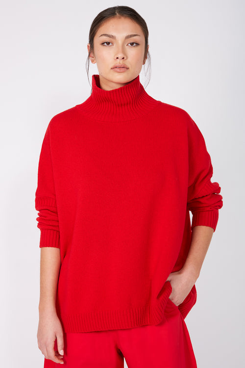 batched sweater / red