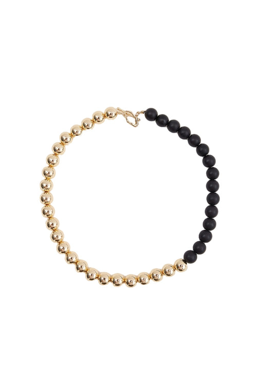 beaded necklace / gold|black