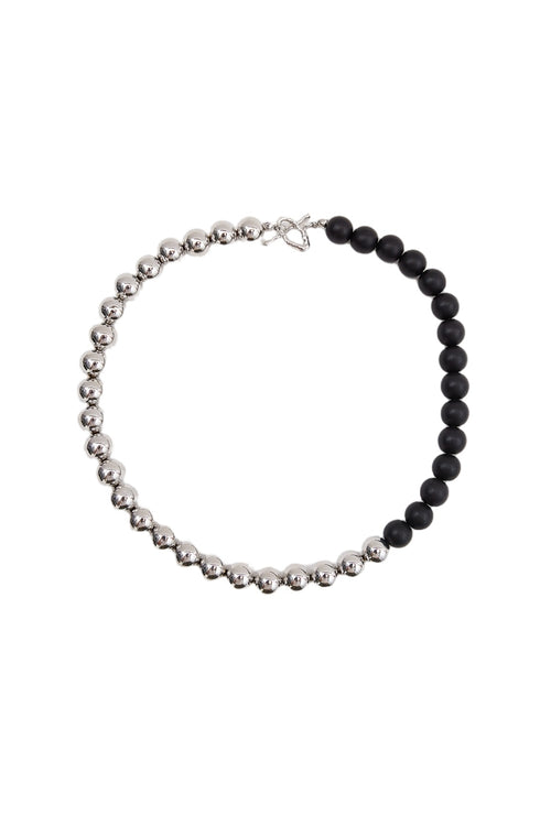 beaded necklace / silver|black