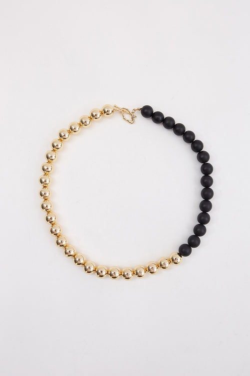 beaded necklace / gold|black