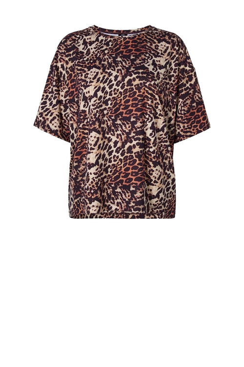 boxed top / ochre| black| cream cheetah print
