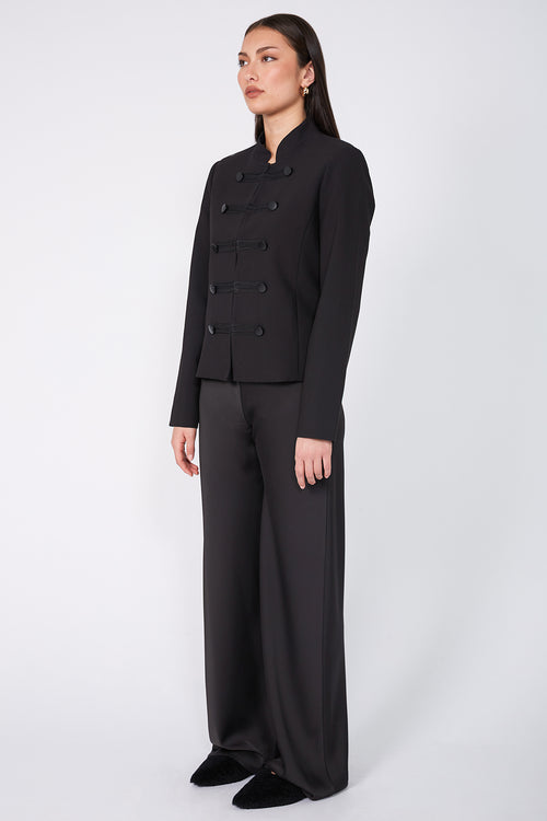 bullioned blazer / black