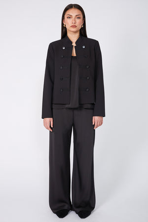 bullioned blazer / black