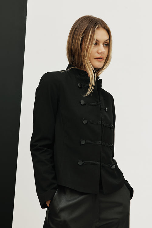 bullioned blazer / black