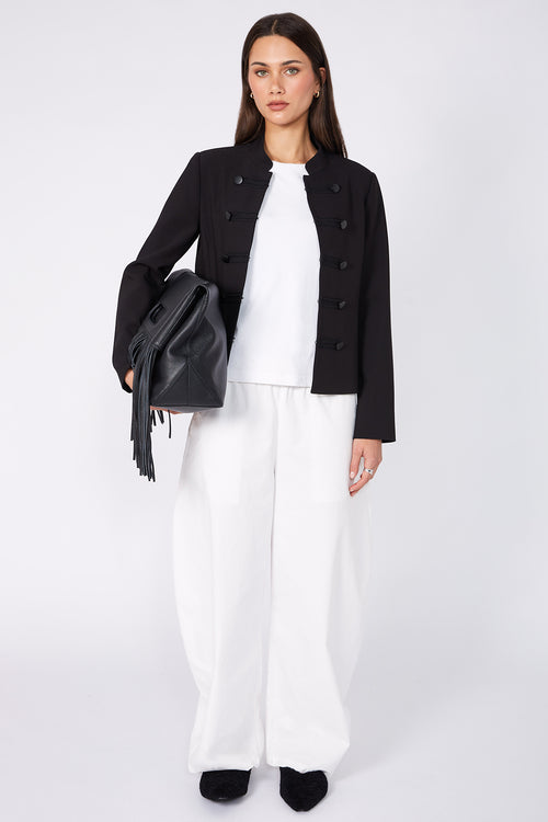 bullioned blazer / black