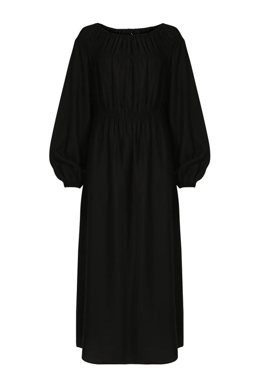 cased midi dress / black