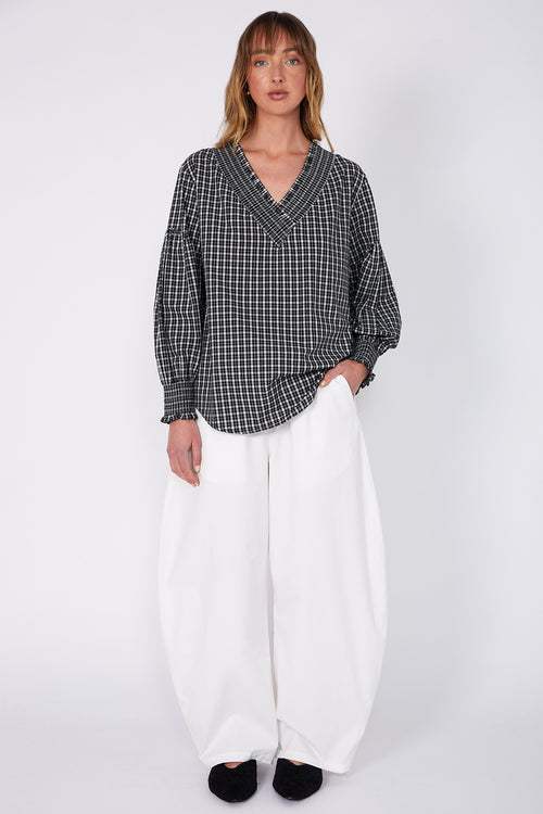 centric top / black|white check