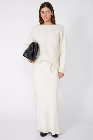column bias maxi skirt / buttercream
