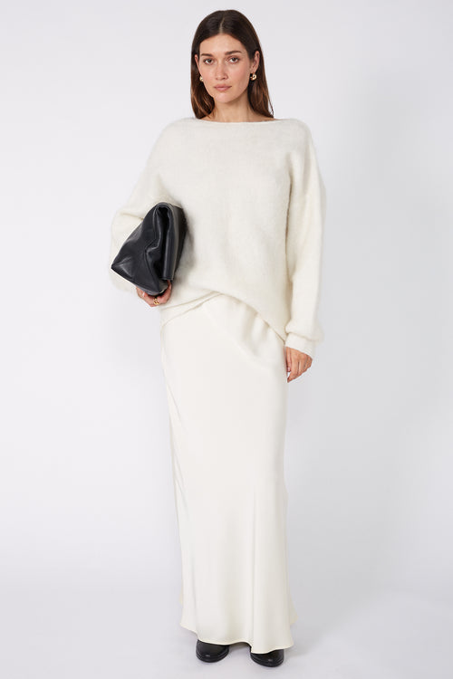 column bias maxi skirt / buttercream
