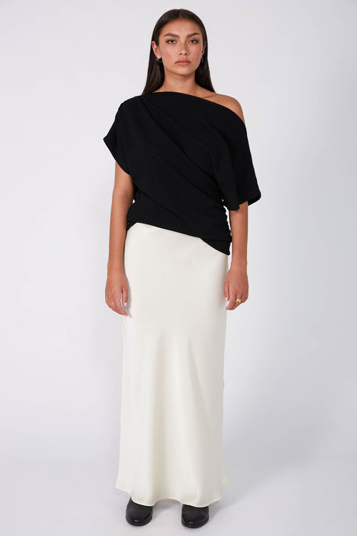 column bias maxi skirt / buttercream