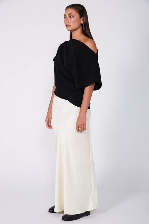 column bias maxi skirt / buttercream