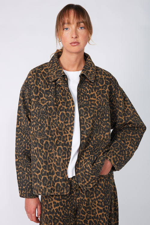 conceal cropped shacket / camel black animal print