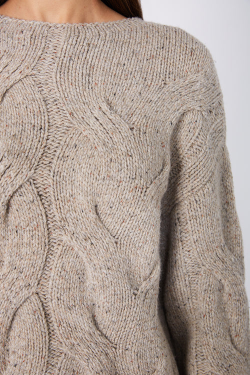 corded cable sweater / mist nude fleck