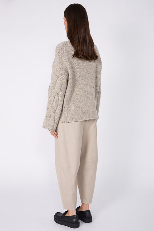 corded cable sweater / mist nude fleck
