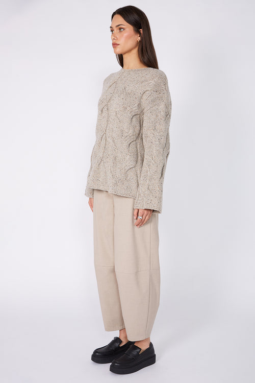 corded cable sweater / mist nude fleck