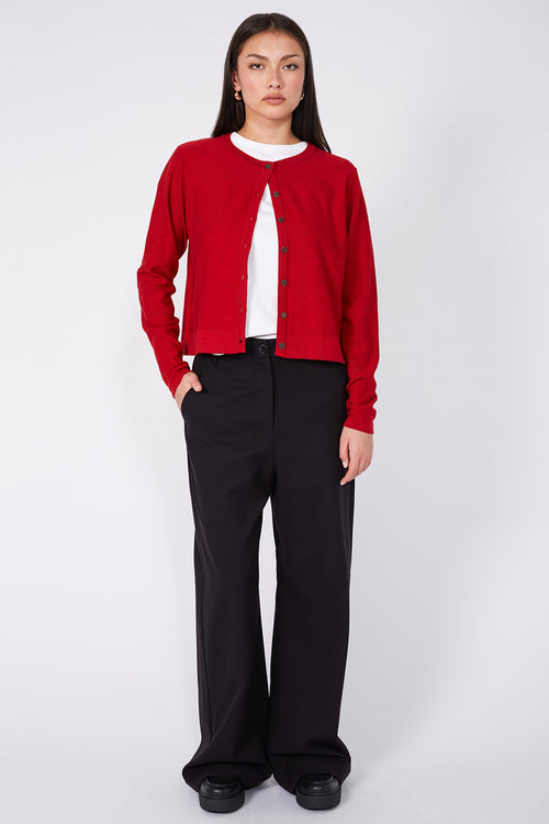 crisp cardi / red