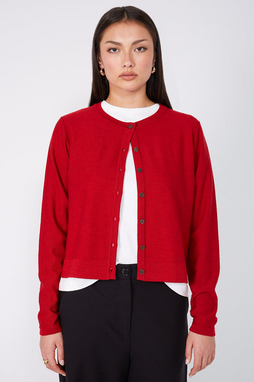 crisp cardi / red
