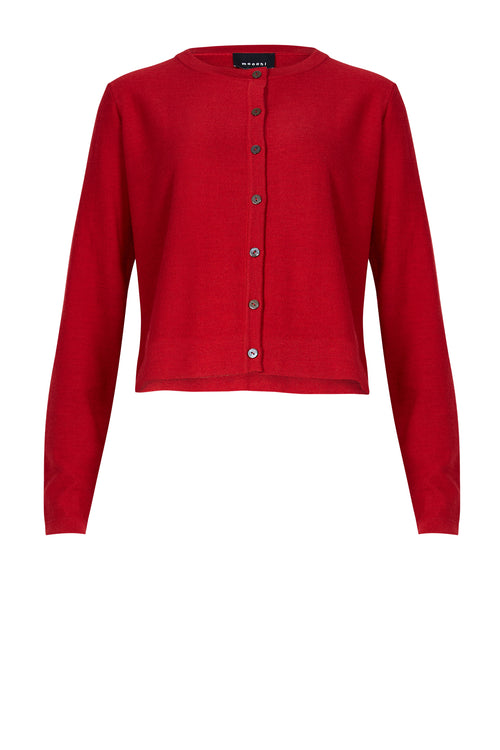 crisp cardi / red