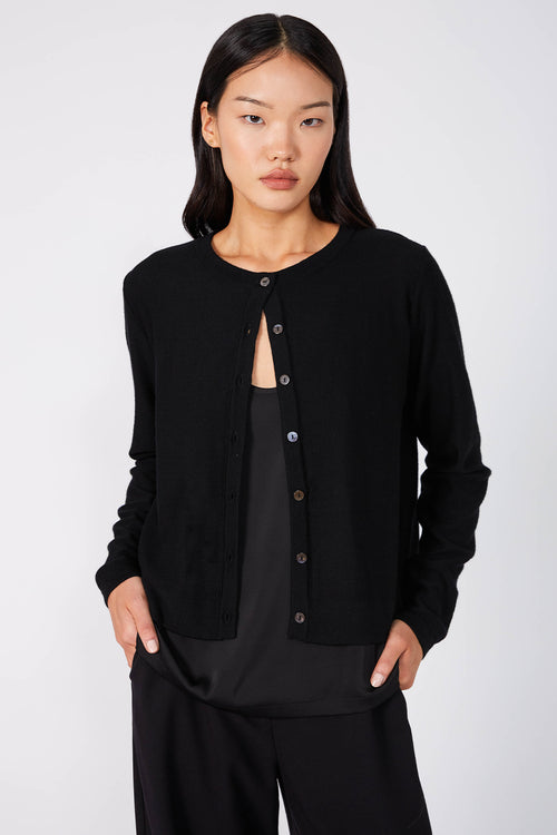 crisp cardi / black merino