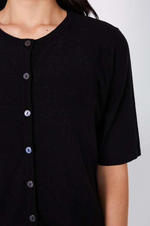 crisp short sleeve cardi / black