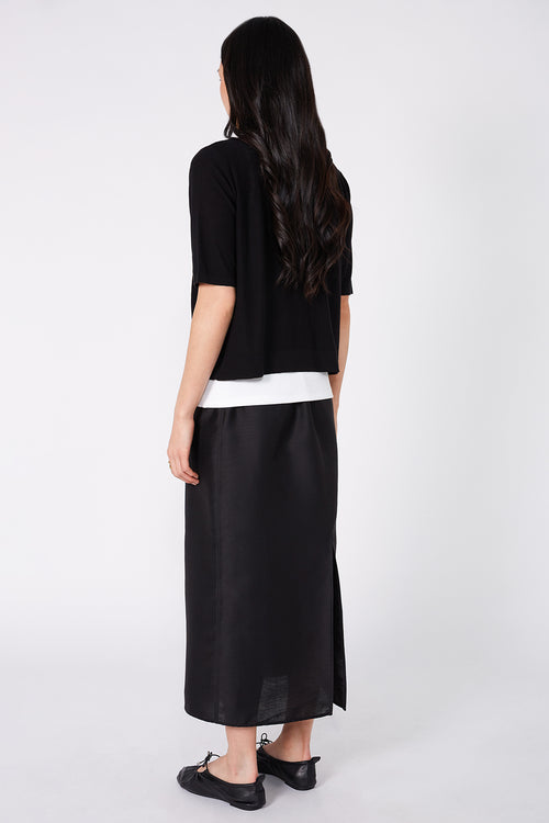 crisp short sleeve cardi / black