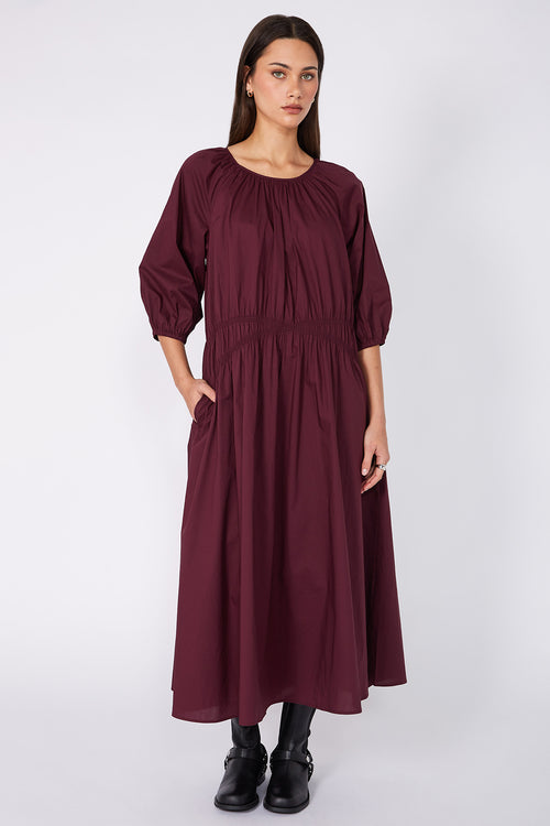 disperse midi dress / dark plum