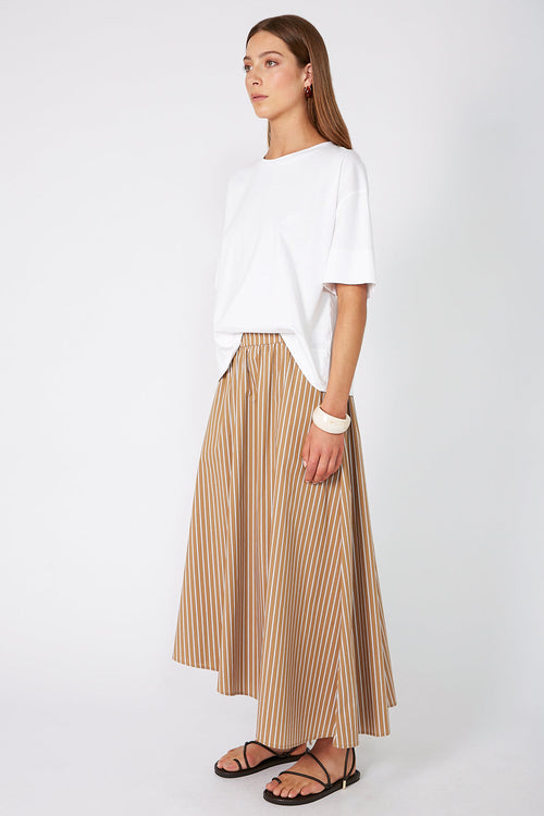 drift skirt / camel|white stripe