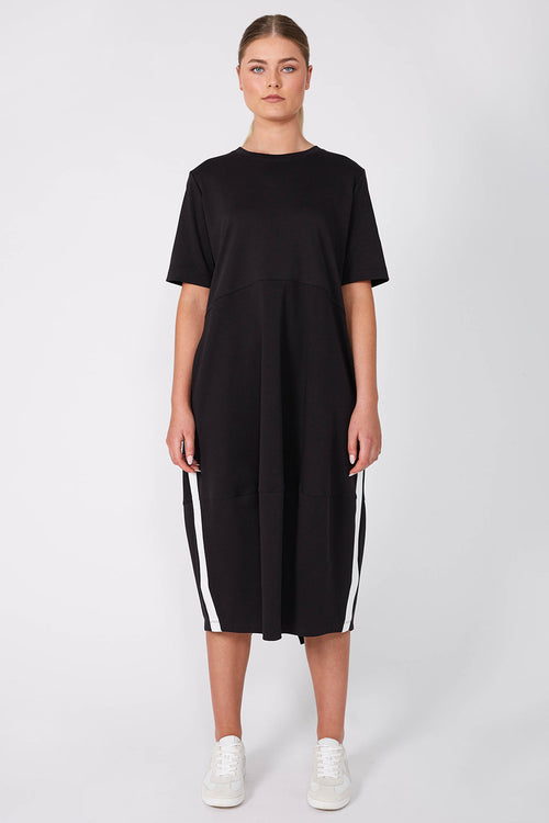 gains short sleeve spin dress / black|white