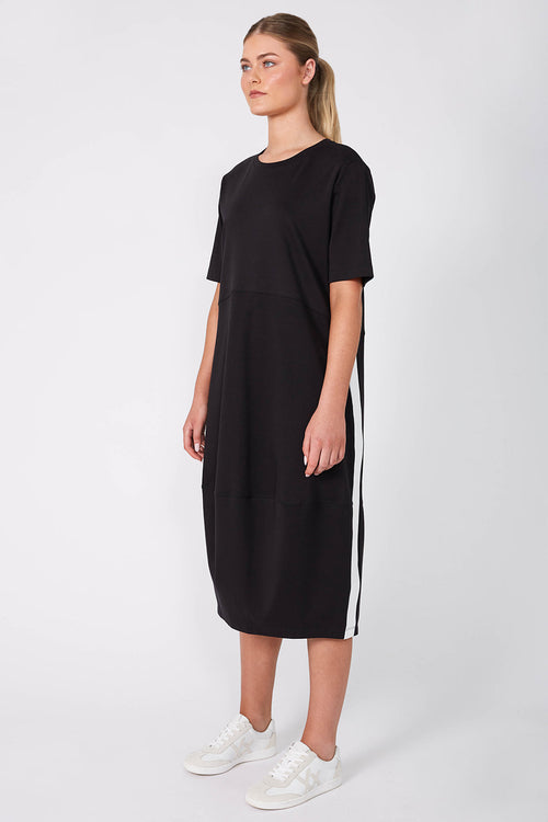gains short sleeve spin dress / black|white