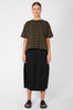 boxed tee / black|khaki wide stripe