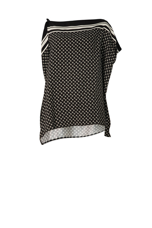 ethereal cape top / black border print