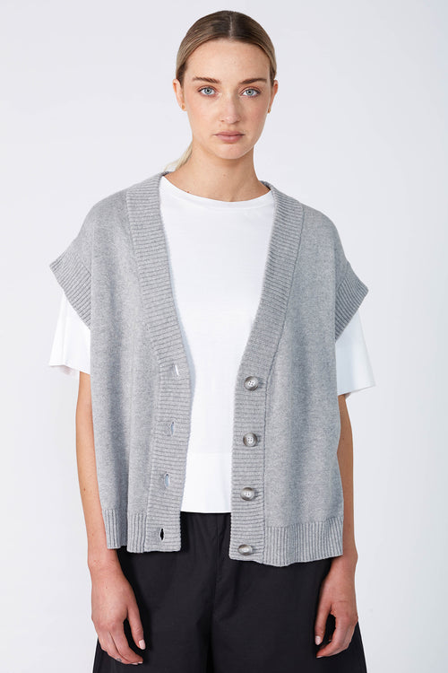 expect button vest / grey marle