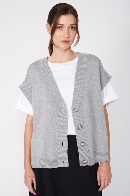 expect button vest / grey marle