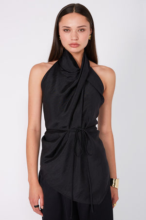 filament scarf top / black