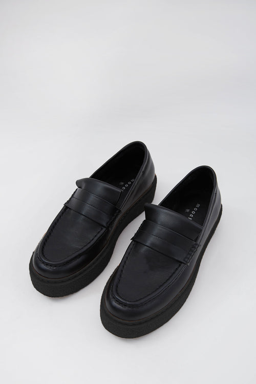 fold loafer kick / black|black