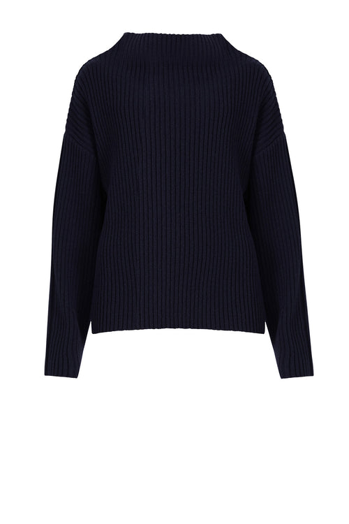 forgo rib sweater / navy blue
