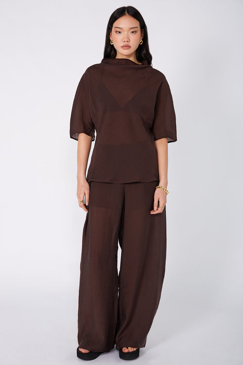 frame wide pant / carob brown