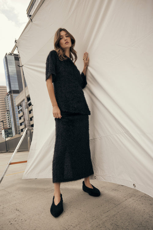 fringy skirt / black