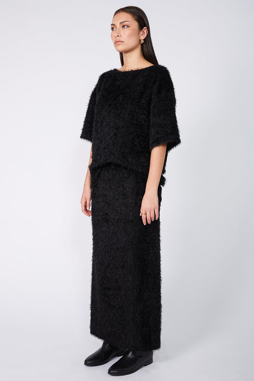 fringy skirt / black