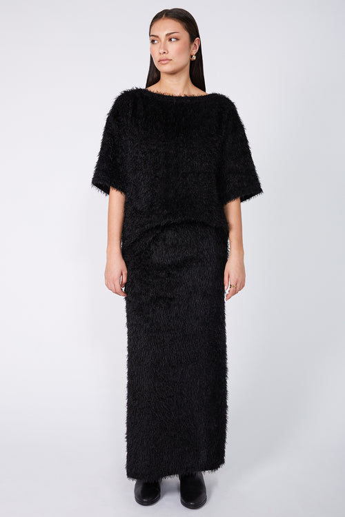 fringy skirt / black