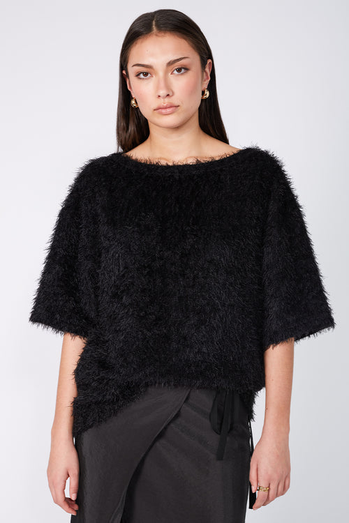 fringy tee / black