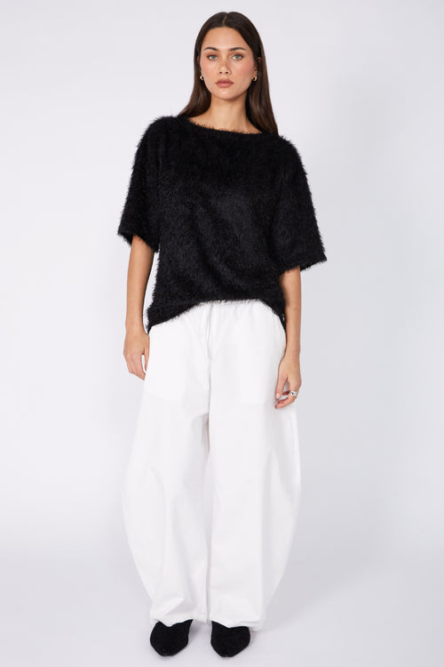 fringy tee / black
