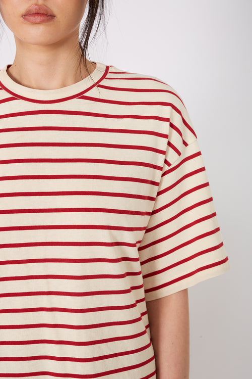 front runner tee / cream | red stripe