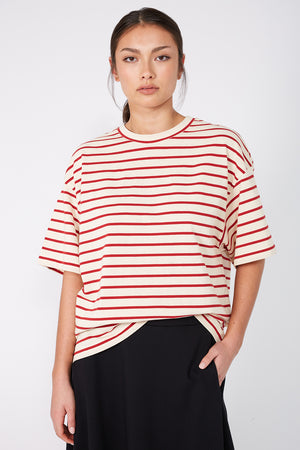 front runner tee / cream | red stripe