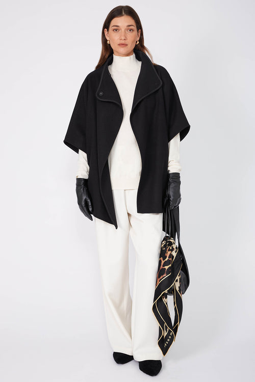 funnel cape coat / black