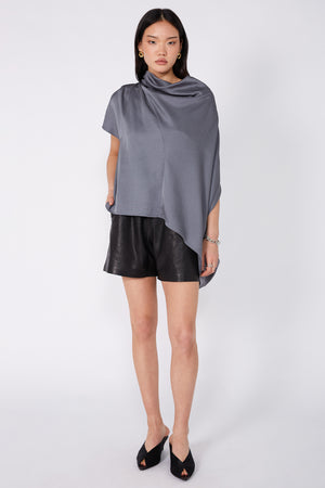 funnelled cape top / steel blue