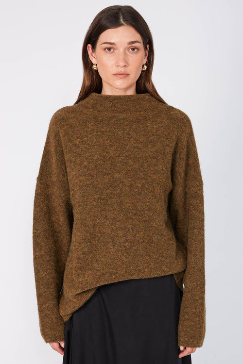 funnel sweater / toffee marle