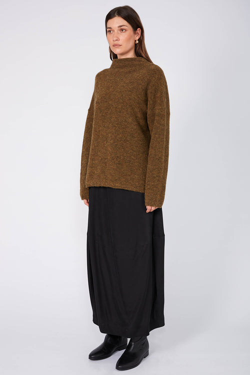 funnel sweater / toffee marle