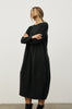gains long sleeve spin dress / charcoal|black stripe