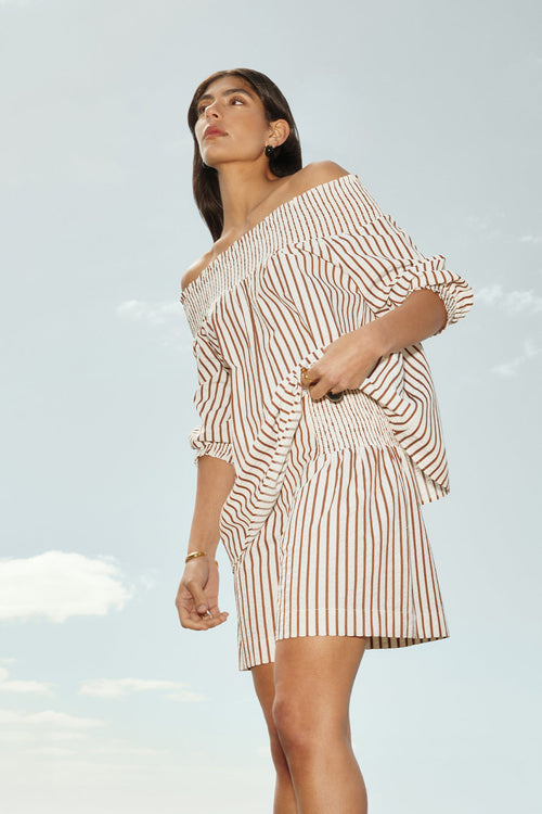 gale top / cream|brass stripe